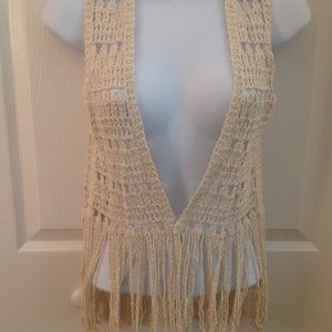 Jen’s Pirate Booty 70s Style Crochet Knit Fringed Vest XS